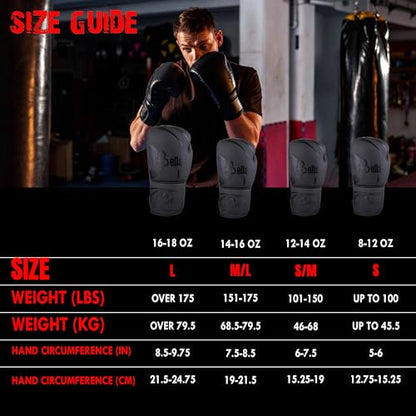 Bella Boxing Gloves - Pro Training & Sparring Gloves, Maya Hide Leather, Men Women Adult, Muay Thai MMA Kickboxing Workout, Heavy Punching Bag & Focus Mitts, Multi Layer Padding, Ventilated Palm - color: Black, size: 12oz