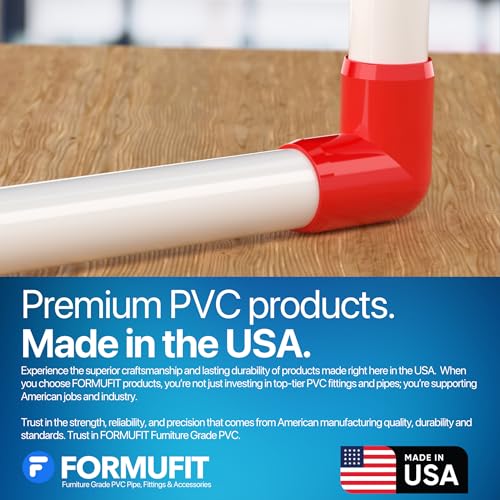 1” 90 Degree Elbow Furniture Grade PVC Fitting in Red, Made in USA, UV-Resistant, Impact-Proof, 1.315” Actual Socket Diameter (Pack of 4) - F00190E-RD-4 - color: Red