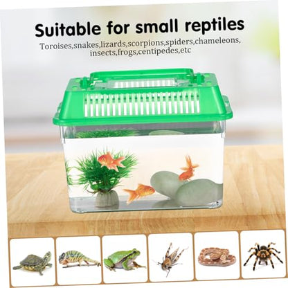 5pcs Portable Handheld Fish Tank Mixed Color Transparent Turtle Feeding Box for Small Pets Lightweight Plastic Breeding Aquarium Ventilation Design Easy to Clean and Operate