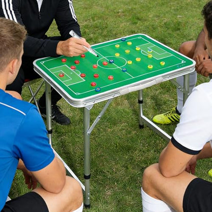 JIANNA SoccerTactical Board Table Portable Lifting Folding Coach Table 60cm Tactical Board with Chess Pieces, Pens, Wiping Backpack, Field Training - color: black green