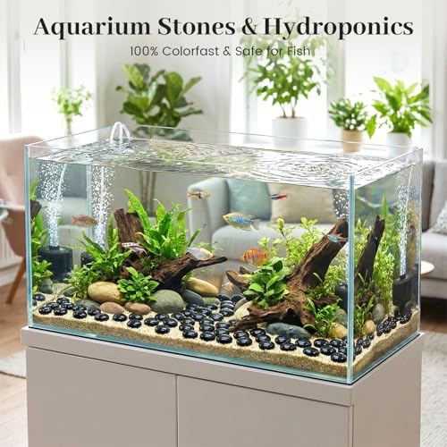FUTUREPLUSX 1LB Black Flat Glass Marbles, Glass Pebbles Vase Filler, Dark Beads Fishbowl Decorative Gem for Table Scatter Home Decor