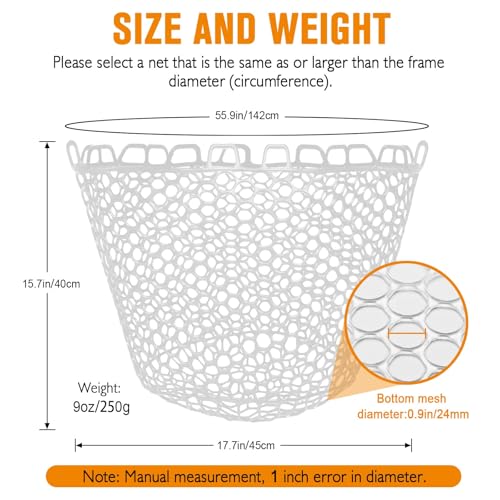Rubber Fishing Net Replacement Netting Without Handle Clear Black Fishing Nets for Fish Fly Fish Landing Net Bag for Freshwater Saltwater Foldable Trout Net Rubber Mesh 5 Sizes White Black Red