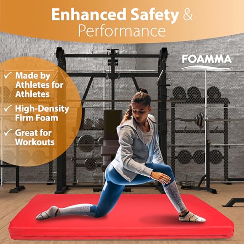 Foamma Gymnastics Mat - 6" x 3 ft x 6 ft, Red Landing Mat for Kids and Adults, Wrestling Mat with Waterproof Cover, High-Density Tumbling Mat, Gymnastics Equipment for Indoor and Outdoor - size: 3ft x 6ft, style: 6" Thickness