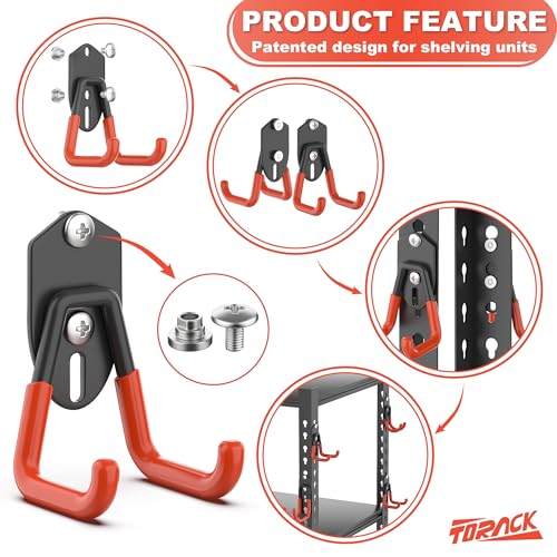 TORACK 15 PCS Garage Storage System Hooks, Shelving Hooks - color: Orange