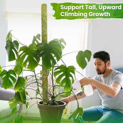59’’ Large Green Mesh Moss Pole Monstera Plant Support, Tall Plant Stakes, Moss Pole for Plants Monstera, Garden Pole, Moisture Stick for Plants (1pc., 59''), Natural