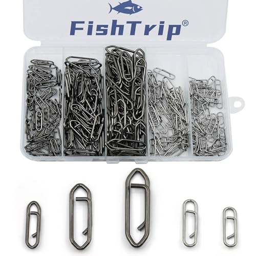 Fishing Clips Power Clip - 50pcs Quick Change Connector Link Split Rings Snaps Saltwater Freshwater - color: Black+Silver, size: Mixed Set_200pcs
