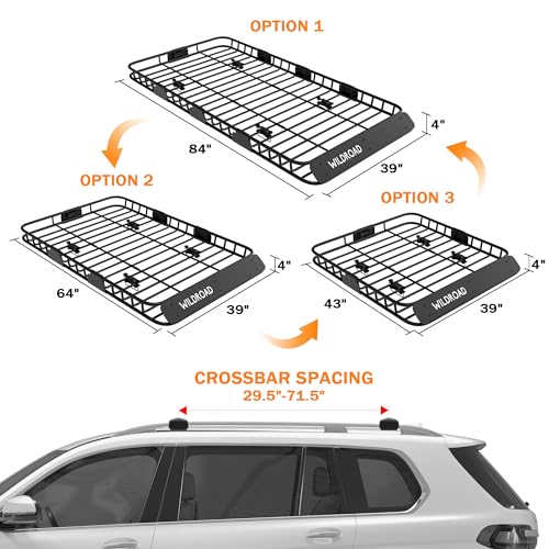 WILDROAD Rooftop Cargo Carrier Combo Roof Rack Cargo Basket 84" x 39" x 4" - size: 84" x 39" x 4"