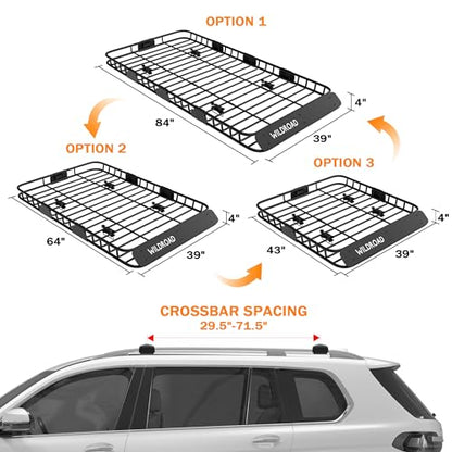 WILDROAD Rooftop Cargo Carrier Combo Roof Rack Cargo Basket 84" x 39" x 4" - size: 84" x 39" x 4"