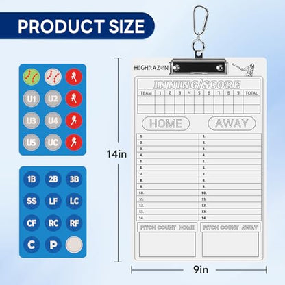 Magnetic Baseball Coach Clipboard, Dry Erase Coach Lineup Board, Premium Tactical Baseball Coaching Board with 40 Lineup Cards and Marker, Dugout Display Softball Coaching Accessories - color: B-vertical