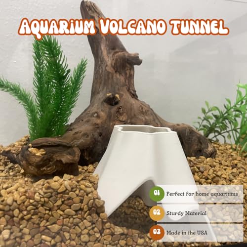 REEFSHAPE Aquarium Volcano Tunnel | Perfect for Fish, Shrimp, Loaches, Eels, Amphibians & More | Volcano Fish Hideout | Made in USA (Volcano, Black)