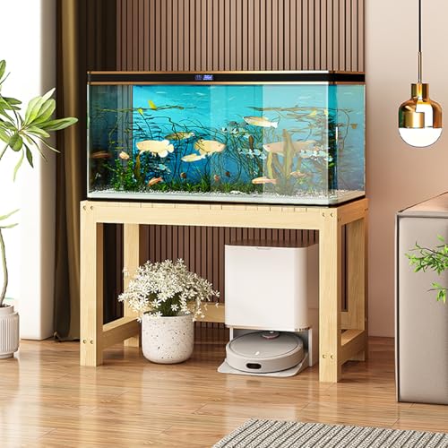 FORRTY Solid Wood Aquarium Stand – Heavy Duty Wooden Fish Tank Stand | Reptile Cage Stand | Indoor Plant Stand | Printer Table | Multi-Purpose Storage Rack | Brown/Natural | 12"-59"(30-150cm) Width(Wo