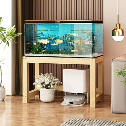 FORRTY Solid Wood Aquarium Stand – Heavy Duty Wooden Fish Tank Stand | Reptile Cage Stand | Indoor Plant Stand | Printer Table | Multi-Purpose Storage Rack | Brown/Natural | 12"-59"(30-150cm) Width(Wo