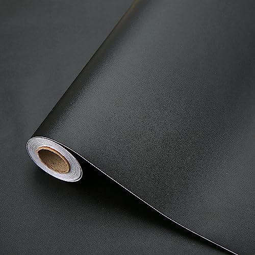 Black Contact Paper 15.7"x118" Peel and Stick Wallpaper, Matte Black Self-Adhesive and Removable Decorative Contact Paper for Cabinets,Countertops,Shelve Wallpaper - color: Matte Black, size: 15.7" x 118"