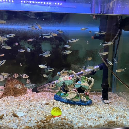 Aquarium Resin Pot Cave, Decoration Wine Barrel House Fish Tank Ornament Hiding for Fun 6.3x3.5x4.3 Inches