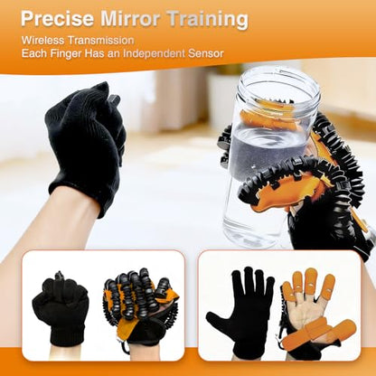 Hand Rehabilitation Equipment, Therapy Gloves for Stroke Hand Recovery Device, Robotic Rehab Glove for Finger Training, Adjustable Strength Hands Exerciser