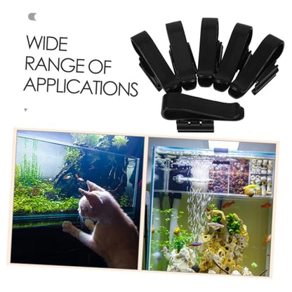 6pcs Aquarium Tube Clamp Fish Tank Hose Holder Clip Filtration Hose Clip for Water Pipe Fixing Replacement - color: Black