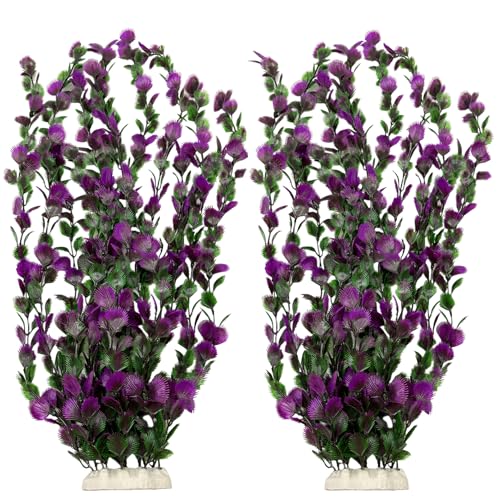 Large 25.6 inch Aquarium Plants 2 Pcs Tall Artificial Water Seaweed for Fish Tank Decor Plastic Plant for Fish Shrimp About