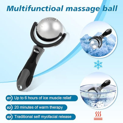 Massage Ice Roller Ball Cold & Heat Therapy Plantar Fasciitis Roller | Alleviating Shoulder, Arms, Back, Legs, Calves or Muscle Tension, Perfect for Workouts Relaxation - color: Gray+black