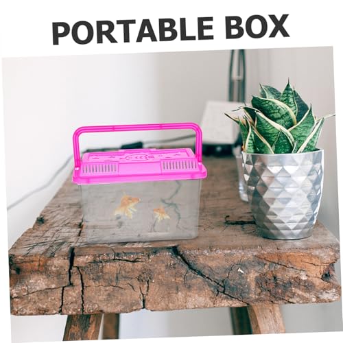 Kisangel 4Pcs Handheld Fish Tank Portable Pet Carrier Transparent Plastic Breeding Box with Handle for Small Fish Turtles Reptiles and Hamsters for Safe Transportation