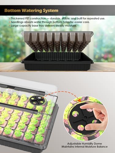 Seed Starter Tray with Full Spectrum Grow Light,54-Cell*3 Pack Seed Starter Kit with Humidity Dome,6-Setting Auto Timer,Adjustable Brightness for Indoor Plant (3-Pack) - style: 3-Pack
