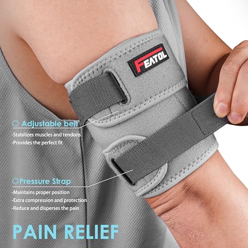 FEATOL Bicep Tendonitis Brace, Upper Arm Compression Sleeve Support Bands - color: Gray, size: Medium