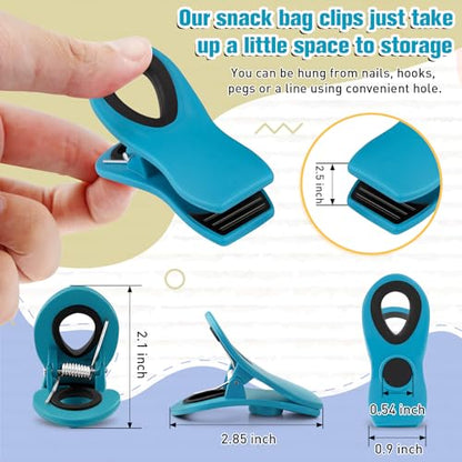 FINDMAG 12 Pack Chip Clips, Big Food Clips Blue Magnetic Clip, RV Accessories, Magnetic Bag Clip with Airtight Seal for Chips, Bread, Snacks, Fridge Organize, Kitchen Storage, Note