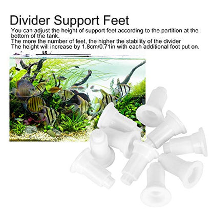 Aquarium Divider Feet Adjustable Height Isolation Board Support for Fish Tank Divider, Made of Safe FoodGrade Plastic, Easy to Use and Clean, Perfect for Diverse Setups (White) - color: White