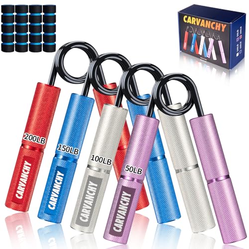 Grip Strength Trainer Set, 6 Pack, 50-350LB, Wrist Forearm Strengthener, Metal No Slip, Hand Grip Gripper Strengthener for Strength Training and Exercise, Hand Workout Squeezer Grip Strength - color: Purple/Silver/Blue/Red