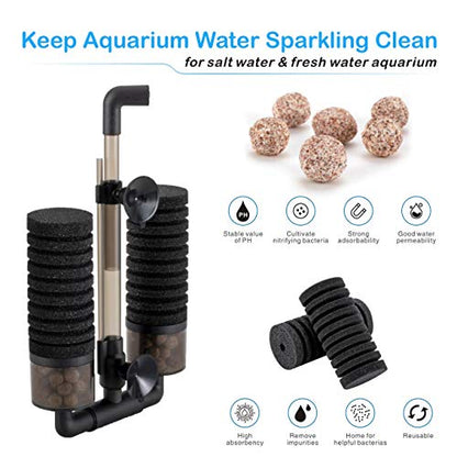 hygger Aquarium Double Sponge Filter, Comes with 2 Spare Sponges (S) - size: Filter S (10-40 gallon)