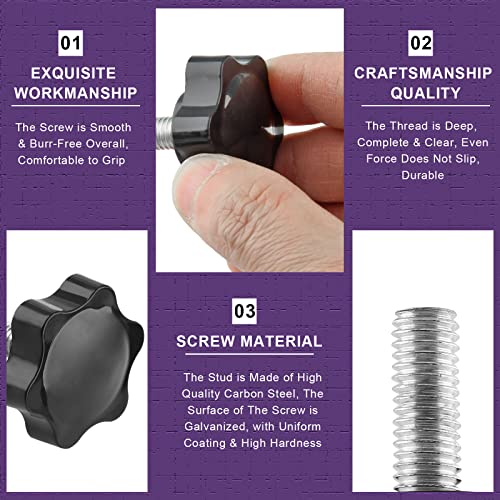 M8 x 40mm Thread Star Knob 4Pcs, Plastic Hex Shaped Clamping Knob Handle Hand Tightening Screw for Umbrella Base Replacement - size: M8 x 40mm (4 pcs), style: Hexagonal Handle