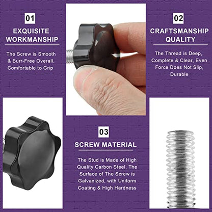 M8 x 40mm Thread Star Knob 4Pcs, Plastic Hex Shaped Clamping Knob Handle Hand Tightening Screw for Umbrella Base Replacement - size: M8 x 40mm (4 pcs), style: Hexagonal Handle