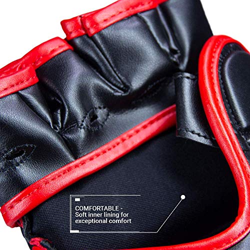 Revgear Premier MMA Grappling Gloves, MMA, Kickboxing, Martial Arts, Boxing - color: Red/Black, size: Small