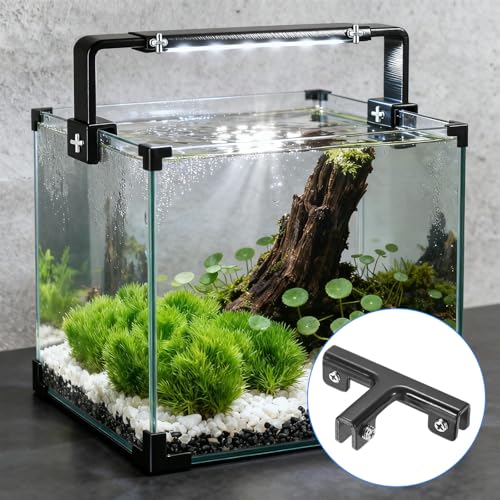 M METERXITY 4-Pack Glass Clamps, Aluminum Alloy T-Shaped Glass Connector Clip Holder for 2-7mm Thickness Panels/Display Cabinet/Aquarium/Fish Tank [Black] Combination Fixing Bracket