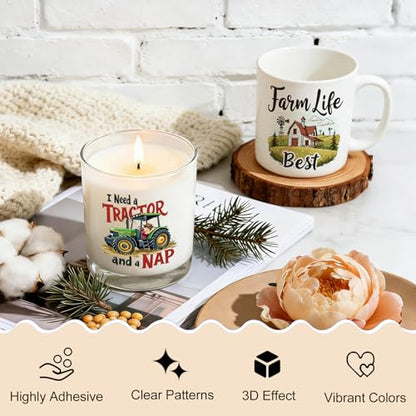 UV DTF Cup Wrap Transfer Stickers, 2 Sheets Farm Quotes Rub On Transfers for Tumblers Glass Cups Mugs Water Bottles - style: Farm Quotes