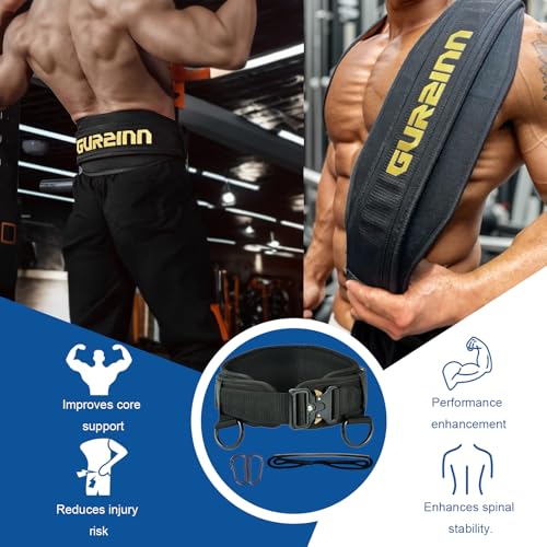 Weight Lifting Belt Gym Fitness with Quick Locking, Dip Belt with rope, Weighted Pull Up Belt for Gym Fitness Powerlifting Squat - color: Black