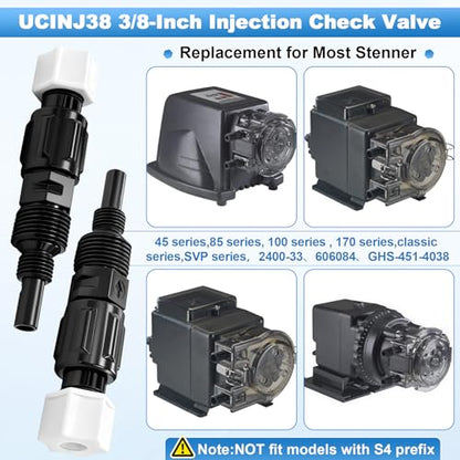 3/8 Inch UCINJ38 Injection Check Valve Replacement for Stenner Pump Parts 45, 85, 100, & 170 Adjustable & Fixed, SVP, BDF Series with Duckbill (1 Pack) - style: 1 Pack