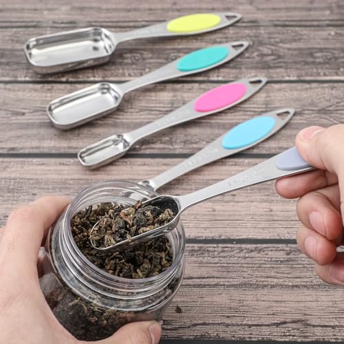 Magnetic Measuring Cups and Spoons Set, 15 Piece Stainless Steel Measuring Cups and Spoons for Measure Dry and Liquid Ingredients (Colorful) - color: Colorful