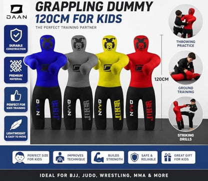 DAAN Kids Grappling Dummy for MMA, Jiu Jitsu, Boxing, Karate & Wrestling Training – Tackle Dummy for Kids Martial Arts Practice