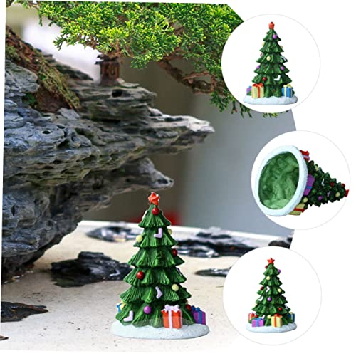 Fish Tank Christmas Decoration - Reptile Aquarium Tree Decor - Turtle Accessories for Tank - Table Resin Desktop