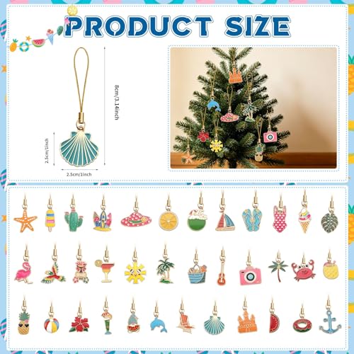 AUGSUN 36 Pieces Summer Beach Ornaments for Small Tree Xmas in July Luau Hawaiian Hanging Mini Tree Decorations Party Home Indoor Outdoor Decorations - style: Beach Style