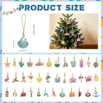 AUGSUN 36 Pieces Summer Beach Ornaments for Small Tree Xmas in July Luau Hawaiian Hanging Mini Tree Decorations Party Home Indoor Outdoor Decorations - style: Beach Style