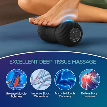VOYOR-HEALTH Vibrating Peanut Massage Ball, Electric Deep Tissue Roller - color: Black