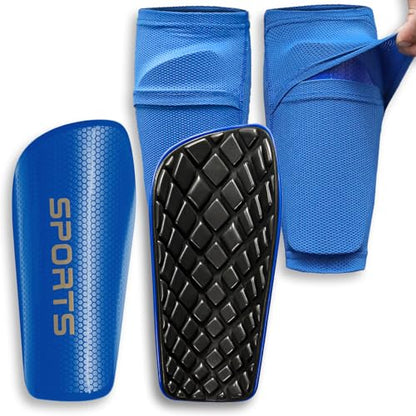 LPONJAR Soccer Shin Guards for Kids Youth Adults - color: Blue, size: Medium ( 4'3" - 4'11" Tall )