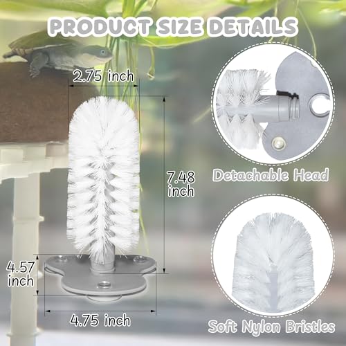 Turtle Toys for Aquatic Turtle Tank Accessories, Turtle Brush with Suction Cup, 4 Turtle Toy Balls Turtle Aquarium Accessories, Turtle Accessories for Tank