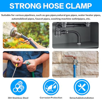 25 Pcs Adjustable Stainless Steel Hose Clamps Assortment, 1/4-2 in (6-51mm) Metal Pipe Clampss, Heavy Duty Automotive Worm Gear Hose Clamps for Plumbing Garden Home Washing Machine, etc