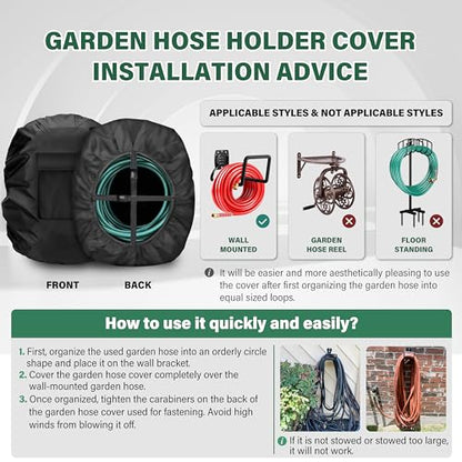 Wall-Mounted Hose Holder Cover , Extends Hose & Hose Hook Lifespan,Weatherproof Protection Against Rain, Sun & Snow(Black Cover Only) - color: Black - Wall-Mounted Hose Holder Cover, size: 0-150FT