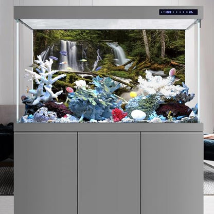 YongFoto Fish Tank Background 24x16 inch Aquarium Background Forest Lakes Rivers Mountains Nature Scenery Backdrop Reptile Habitat Terrarium Background - color: Green-4, size: 24x16in/60x40cm