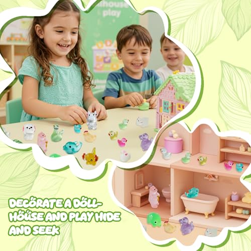 OurWarm 150 pcs Mini Resin Animals Glow in The Dark, Miniature Figurines Tiny Sea Turtle Animal to Hide, Small Animals Figures for Fairy Garden Micro Landscaping Dollhouse Accessories Aquarium Decor