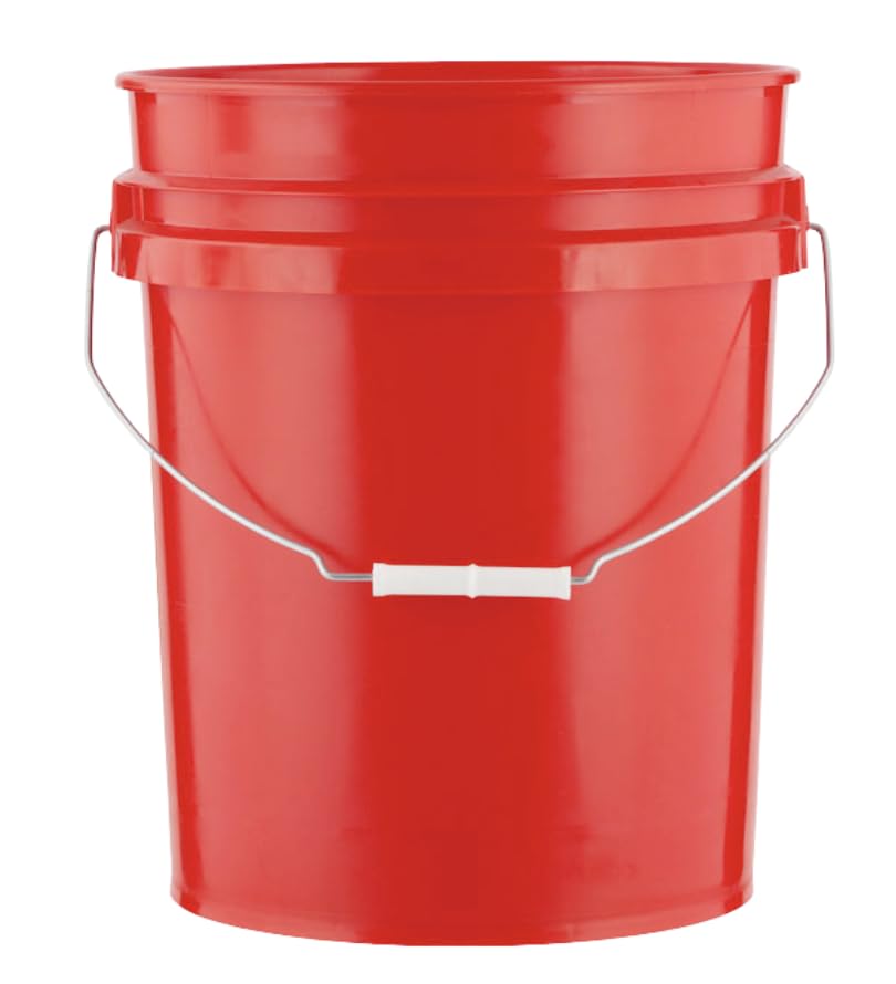 5 Gallon Premium HPDE Plastic Bucket - Made in USA Food Grade Storage Container, BPA Free All Purpose Pail (2, Red) - color: Red