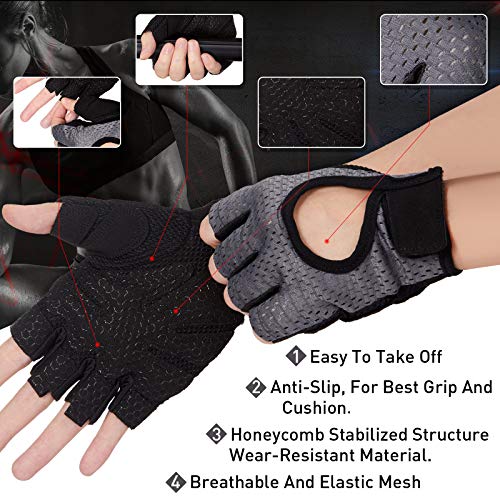 Geyoga 2 Pairs Workout Gloves Adjustable Gym Exercise